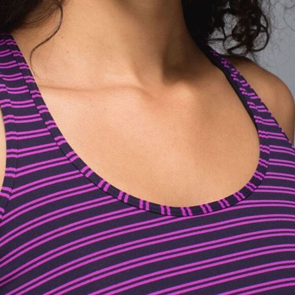 LULULEMON Cool Racerback Double Trouble Stripe Ultra Violet Black Grape Size 4 - Picture 5 of 8